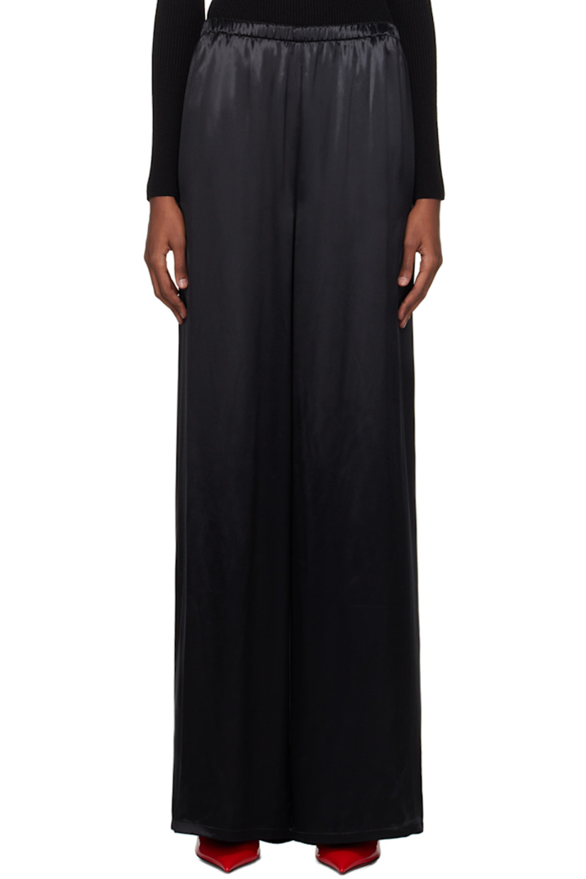 Viscose satin trousers. Elasticized waistband.

Supplier color: Nero