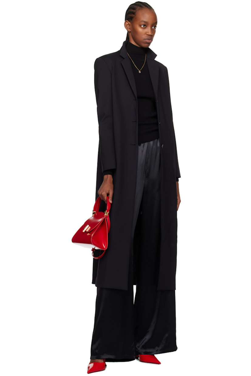 Viscose satin trousers. Elasticized waistband.

Supplier color: Nero