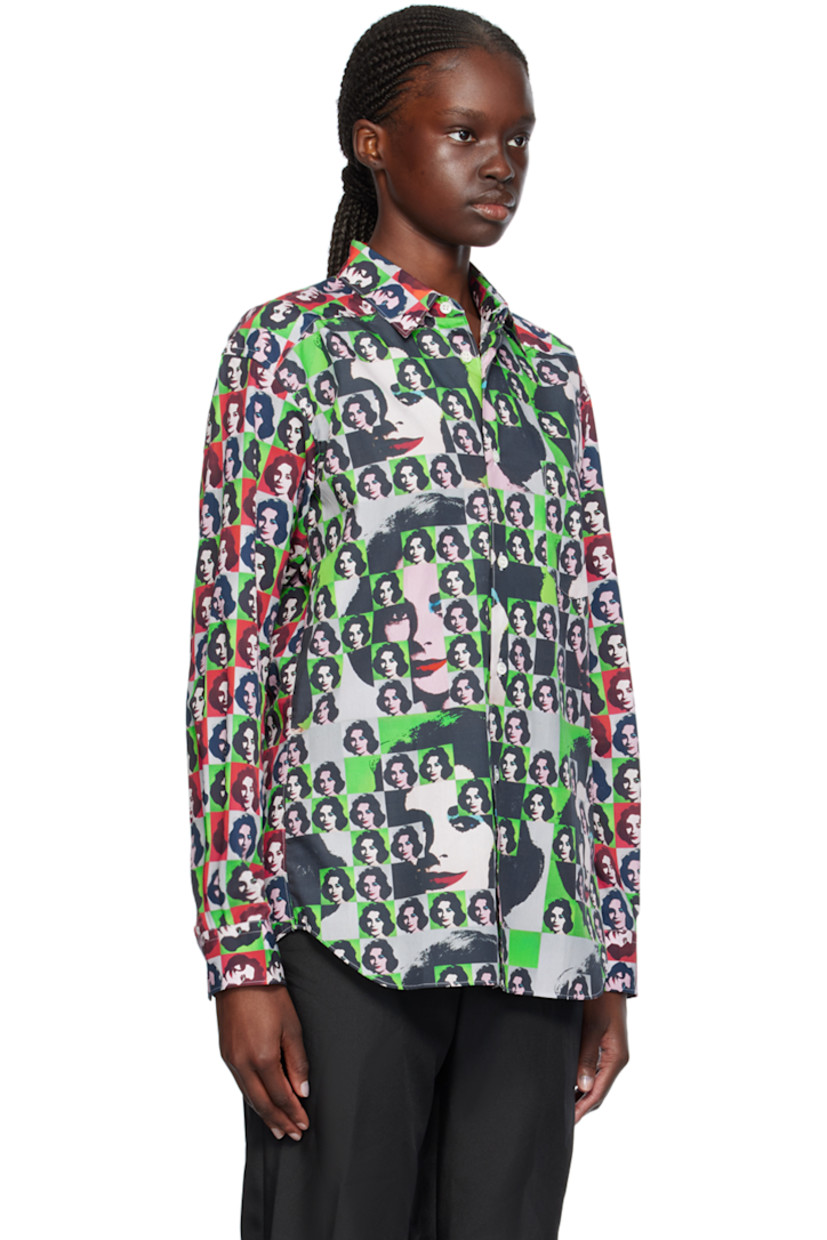 Cotton poplin shirt. Graphic pattern printed throughout.

· Spread collar
· Button closure
· Patch pocket
· Droptail hem
· Saddle shoulders
· Single-button barrel cuffs
· Twin pleats at back yoke

Part of the Comme des Garçons Shirt Andy Warhol capsule collection.

Supplier color: Print A/Print O