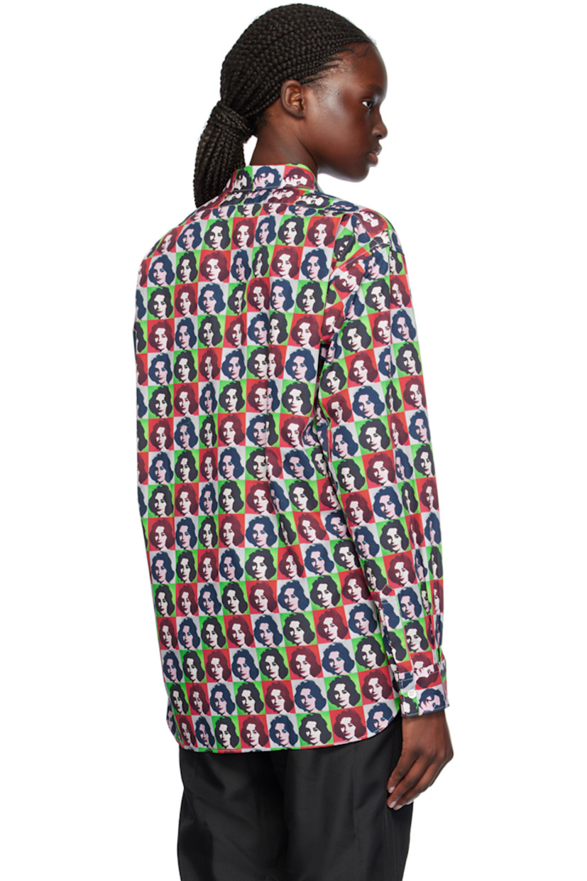 Cotton poplin shirt. Graphic pattern printed throughout.

· Spread collar
· Button closure
· Patch pocket
· Droptail hem
· Saddle shoulders
· Single-button barrel cuffs
· Twin pleats at back yoke

Part of the Comme des Garçons Shirt Andy Warhol capsule collection.

Supplier color: Print A/Print O