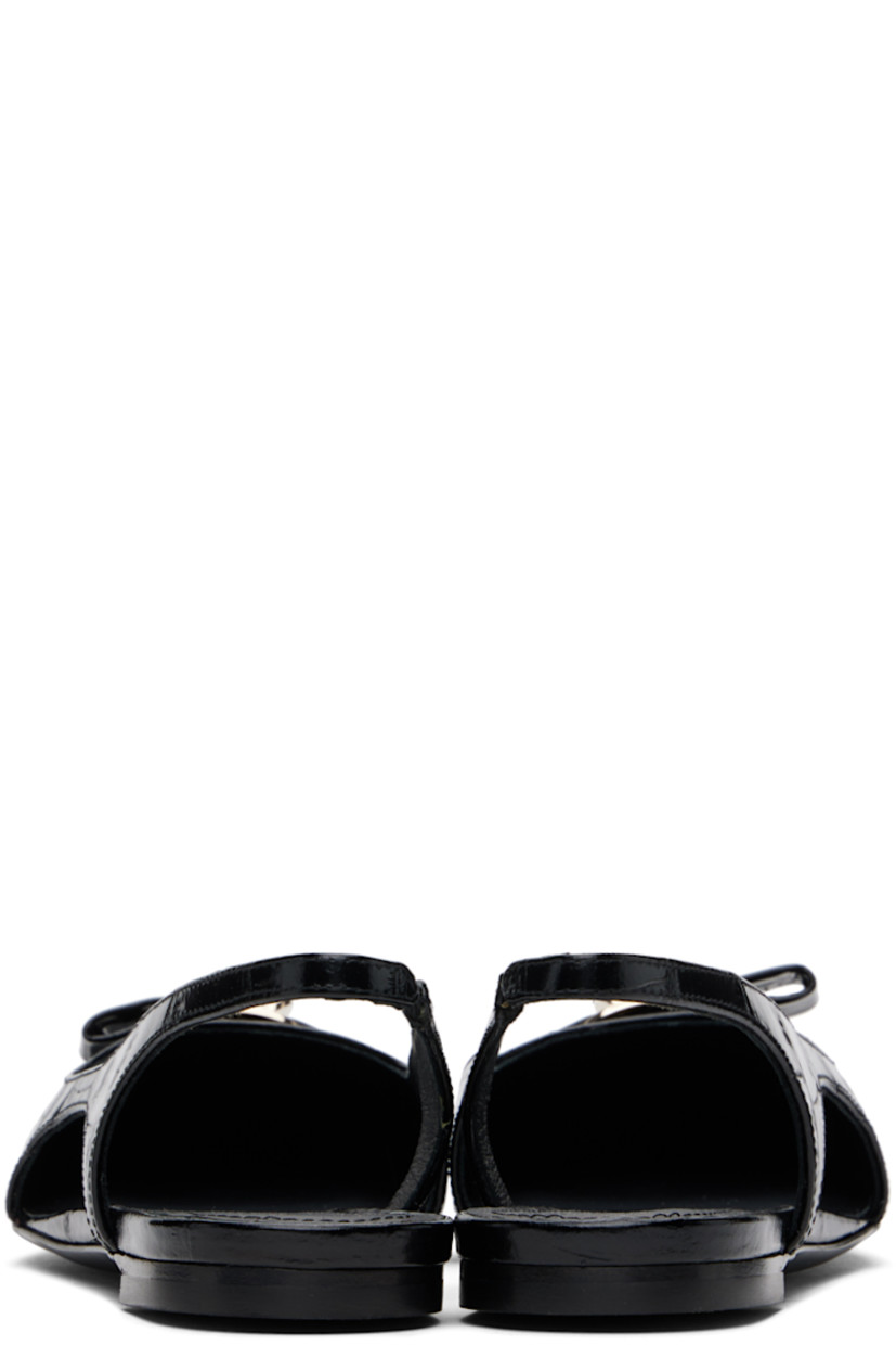 Croc-embossed calfskin flats in black. 

· Cutouts throughout
· Pointed toe
· Logo-engraved bow appliqué at vamp
· Logo stamp at grained leather footbed
· Buffed leather lining
· Leather and rubber sole

Supplier color: Nero
