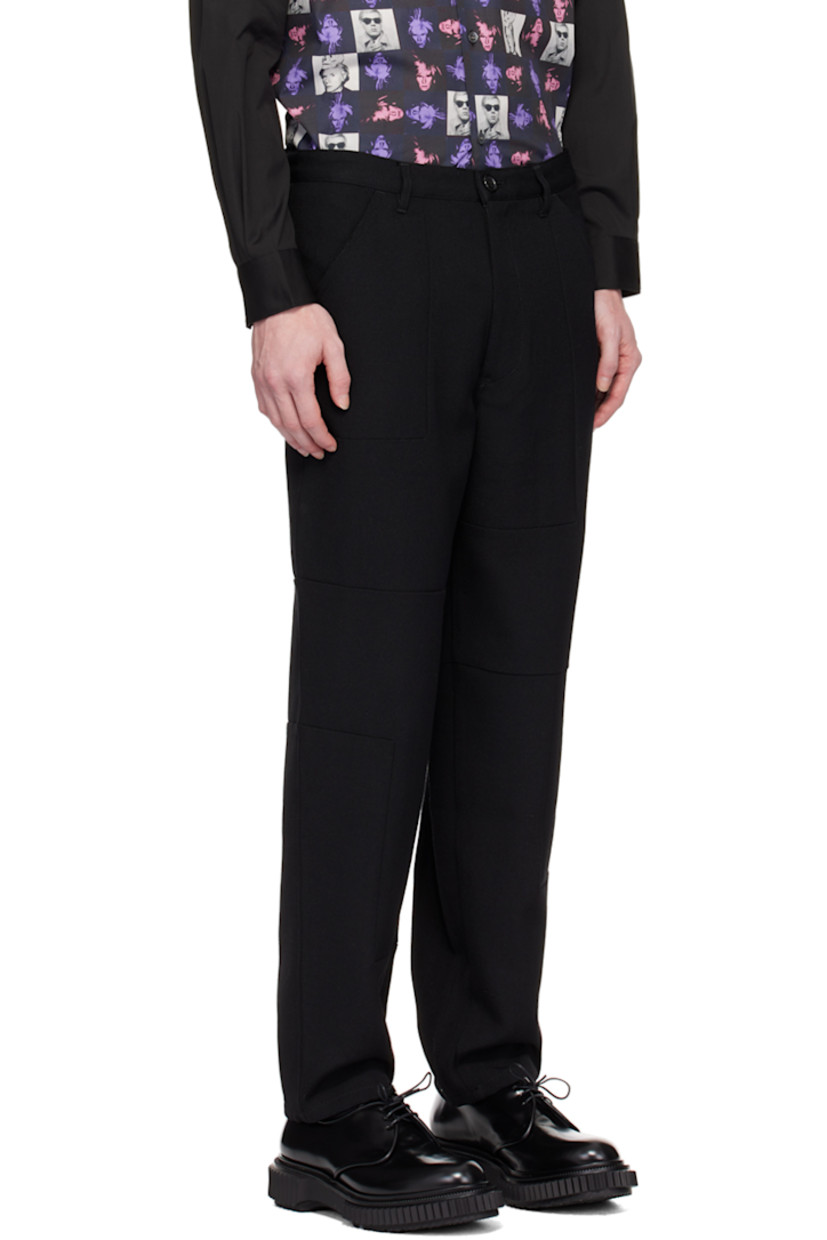Wool gabardine trousers. 

· Paneled construction
· Belt loops
· Four-pocket styling
· Zip-fly

Supplier color: Black