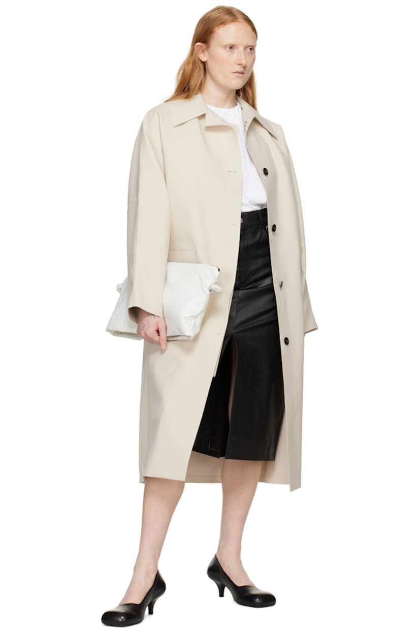 Polyurethane-coated stretch cotton twill skirt.

· Belt loops
· Five-pocket styling
· Zip-fly 
· Central vent at front and back
· Unlined

Supplier color: Black