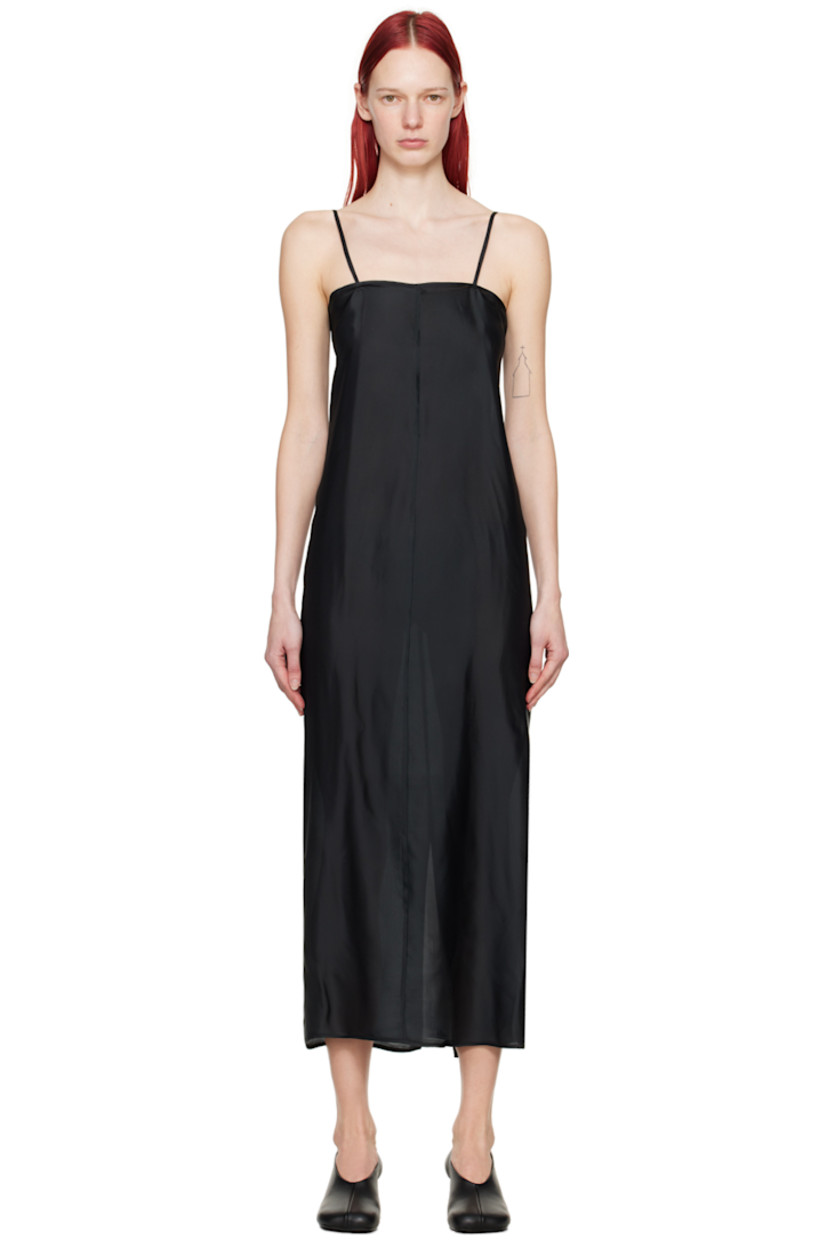 Handcrafted viscose graphene- and silk-blend twill dress.

· Square neck
· Fixed shoulder straps
· Central vent at back hem

Each item is unique. Please note that finishings may vary.

Part of the Serie No.14 collection.

Supplier color: Black