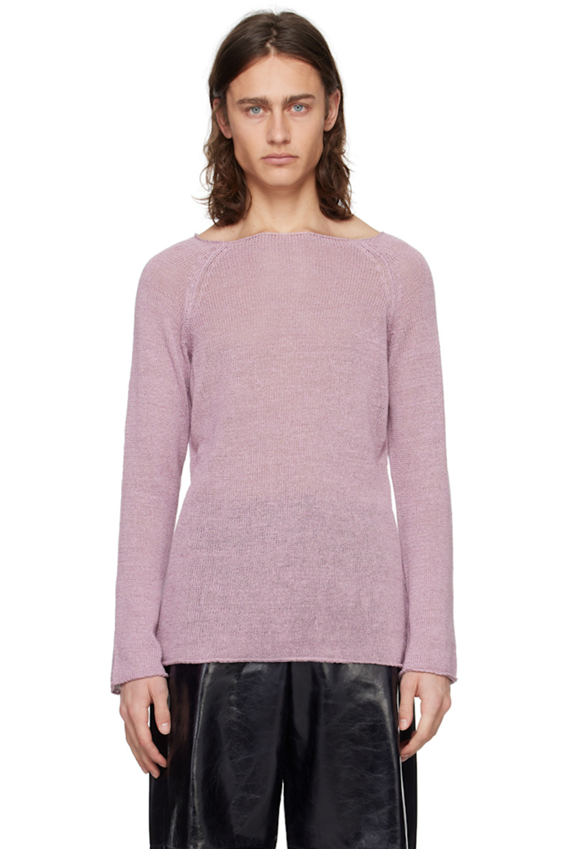 Handcrafted knit hemp- and silk-blend sweater. 

· Rolled edge at boat neck, hem, and cuffs
· Raglan sleeves

Part of the Serie No.13 collection.

Supplier color: Mauve