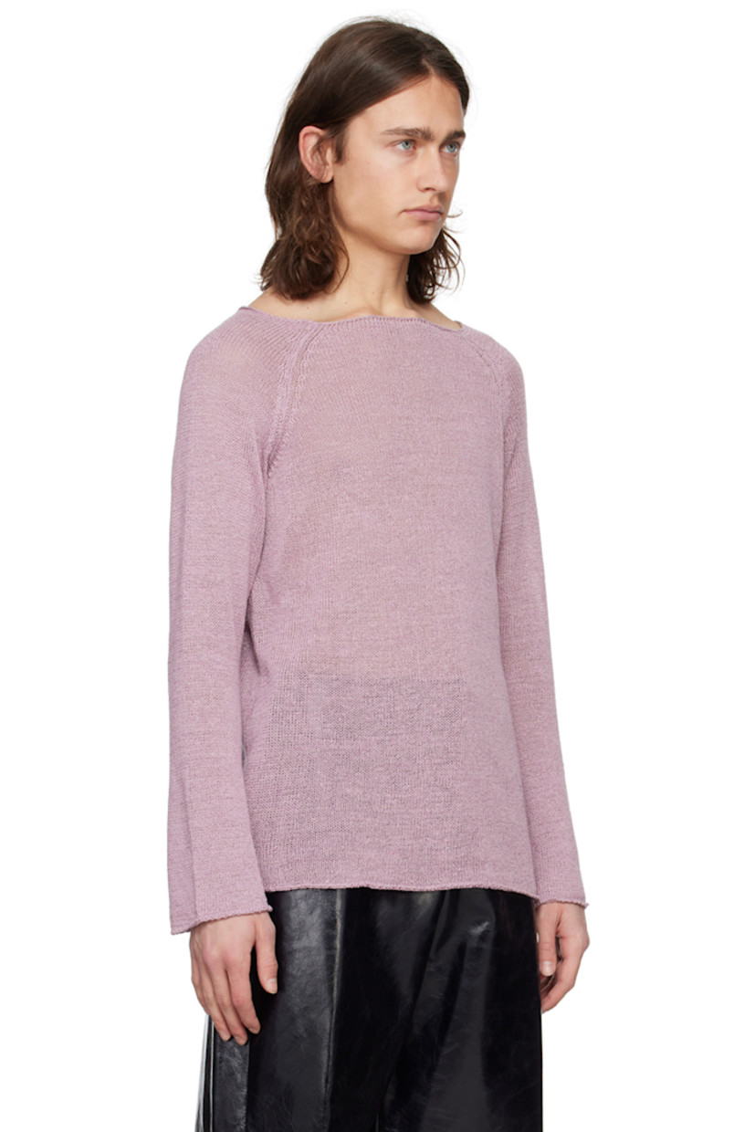 Handcrafted knit hemp- and silk-blend sweater. 

· Rolled edge at boat neck, hem, and cuffs
· Raglan sleeves

Part of the Serie No.13 collection.

Supplier color: Mauve