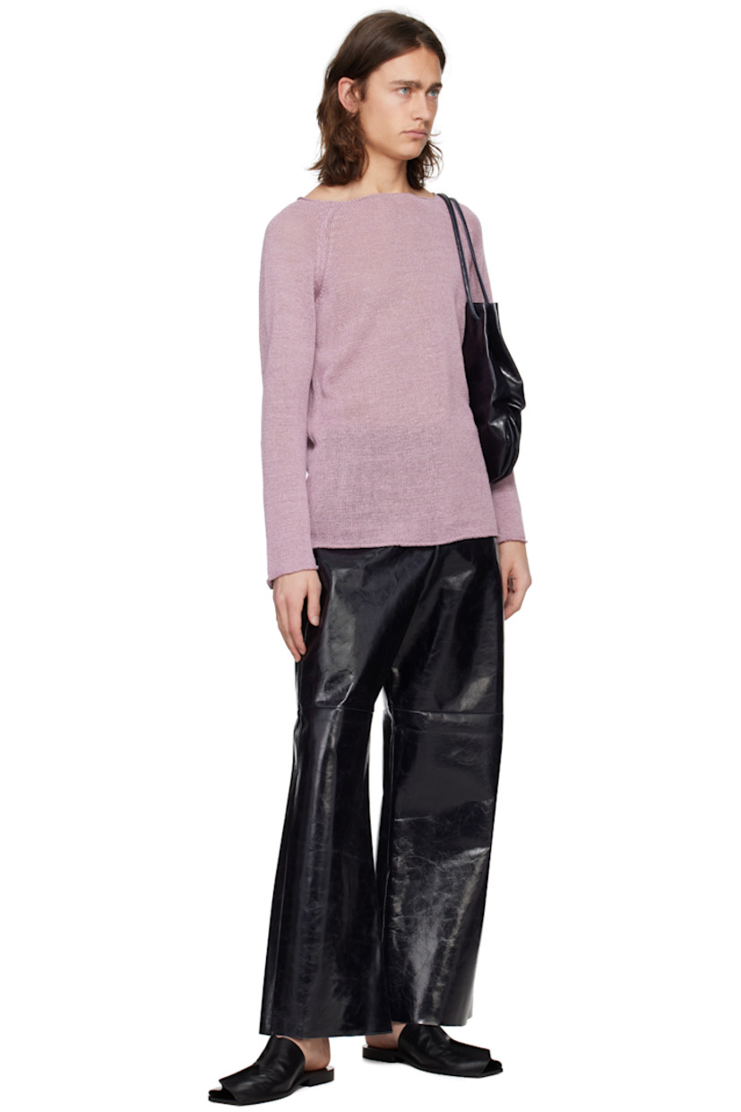 Handcrafted knit hemp- and silk-blend sweater. 

· Rolled edge at boat neck, hem, and cuffs
· Raglan sleeves

Part of the Serie No.13 collection.

Supplier color: Mauve