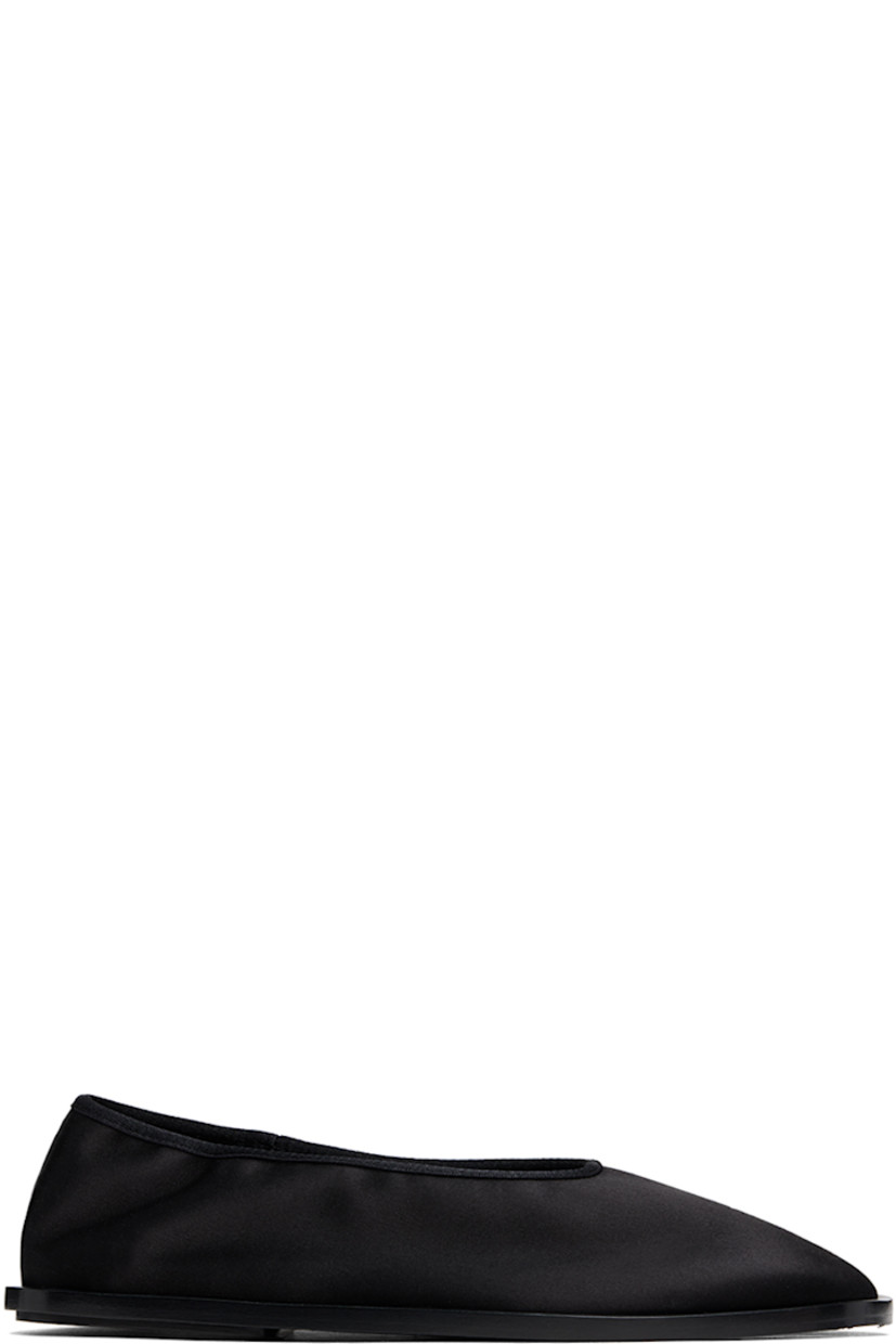Silk-blend satin loafers in black.

· Square toe
· Logo embossed at padded leather footbed
· Patent leather sole with rubber injection

Supplier color: Black