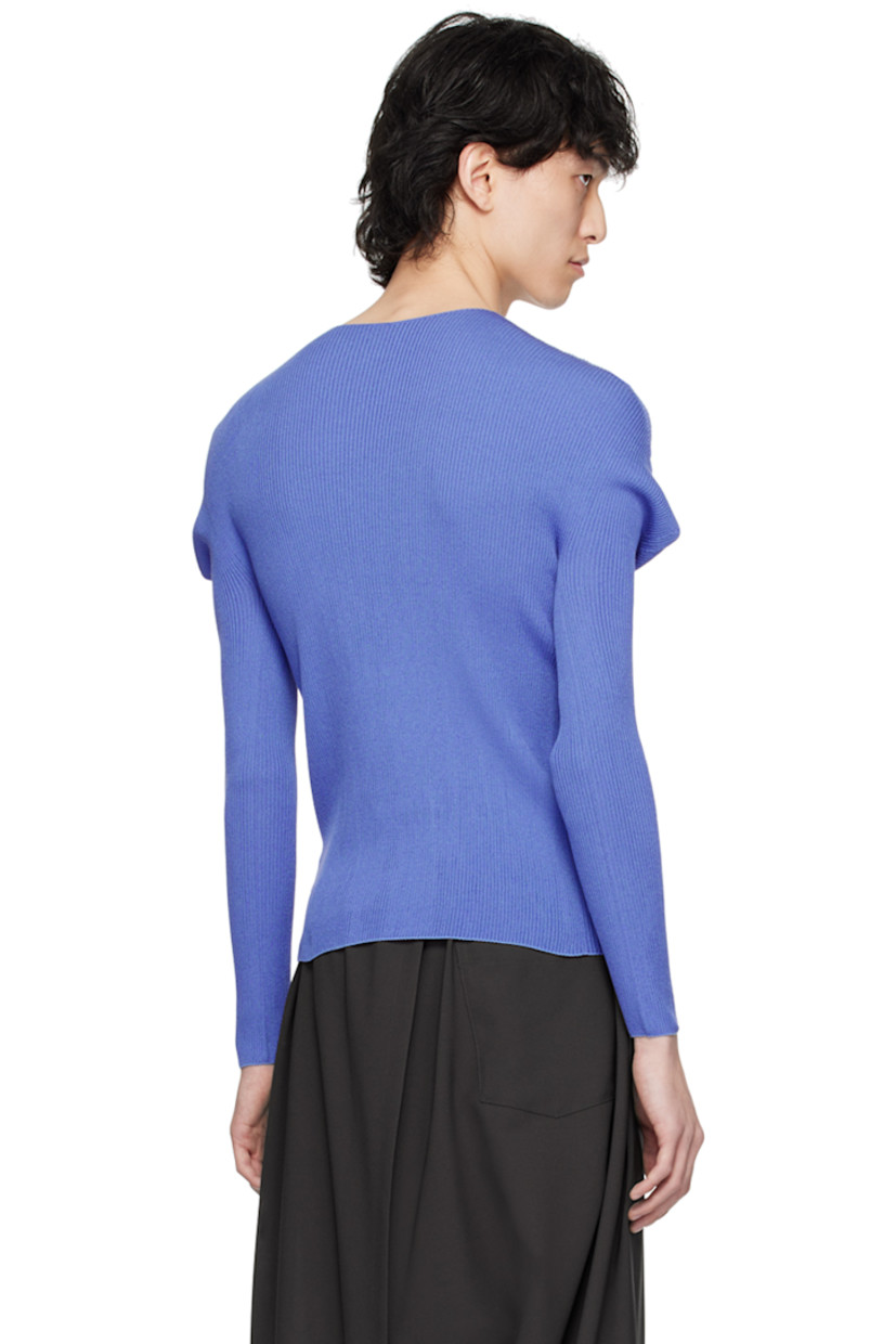Stretch rib knit cotton sweater. V-neck.

Supplier color: Blue