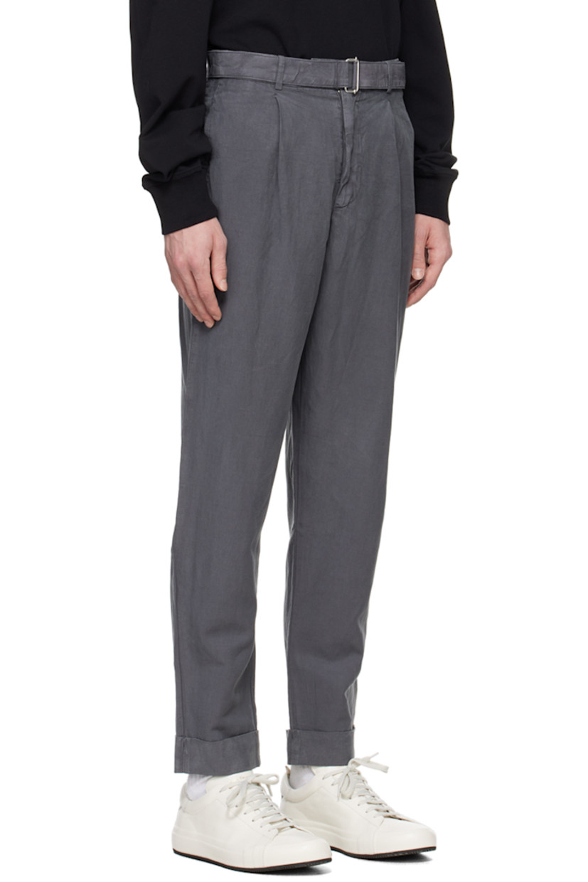 Loose-fit tapered lyocell- and linen-blend twill trousers. 

· Reactive-dyed and garment-washed
· Belt loops and detachable cinch belt
· Four-pocket styling
· Zip-fly
· Pleats at front 
· Creases at cropped legs
· Rolled cuffs

Supplier color: Grey