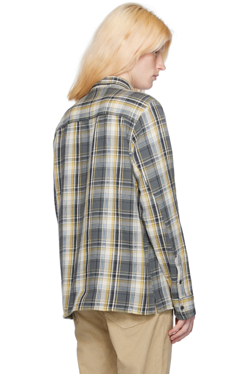 Cotton flannel shirt. Jacquard check pattern throughout.

· Spread collar
· Button closure
· Patch pockets
· Vented side seams
· Single-button barrel cuffs
· Partial plain-woven cotton lining

Supplier color: Olive/Ecru/Mustard