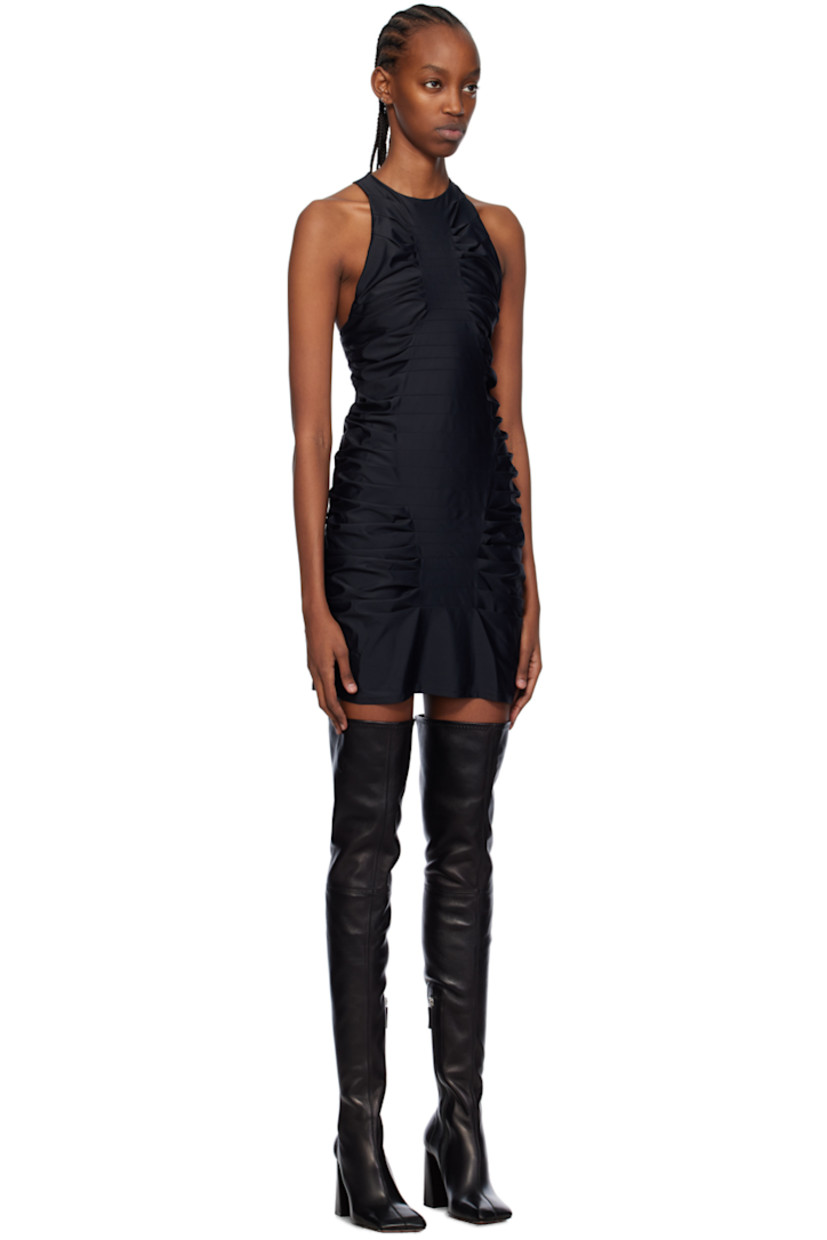 Stretch nylon jersey dress. Pleats throughout. 

· Round neck
· Zip closure at back collar 

Supplier color: Black