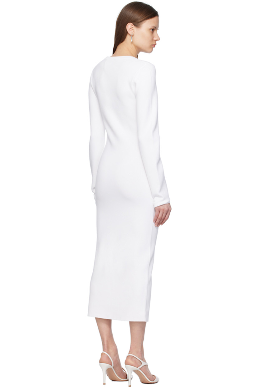 Knit rayon- and nylon-blend dress. Rib knit crewneck.

Supplier color: White