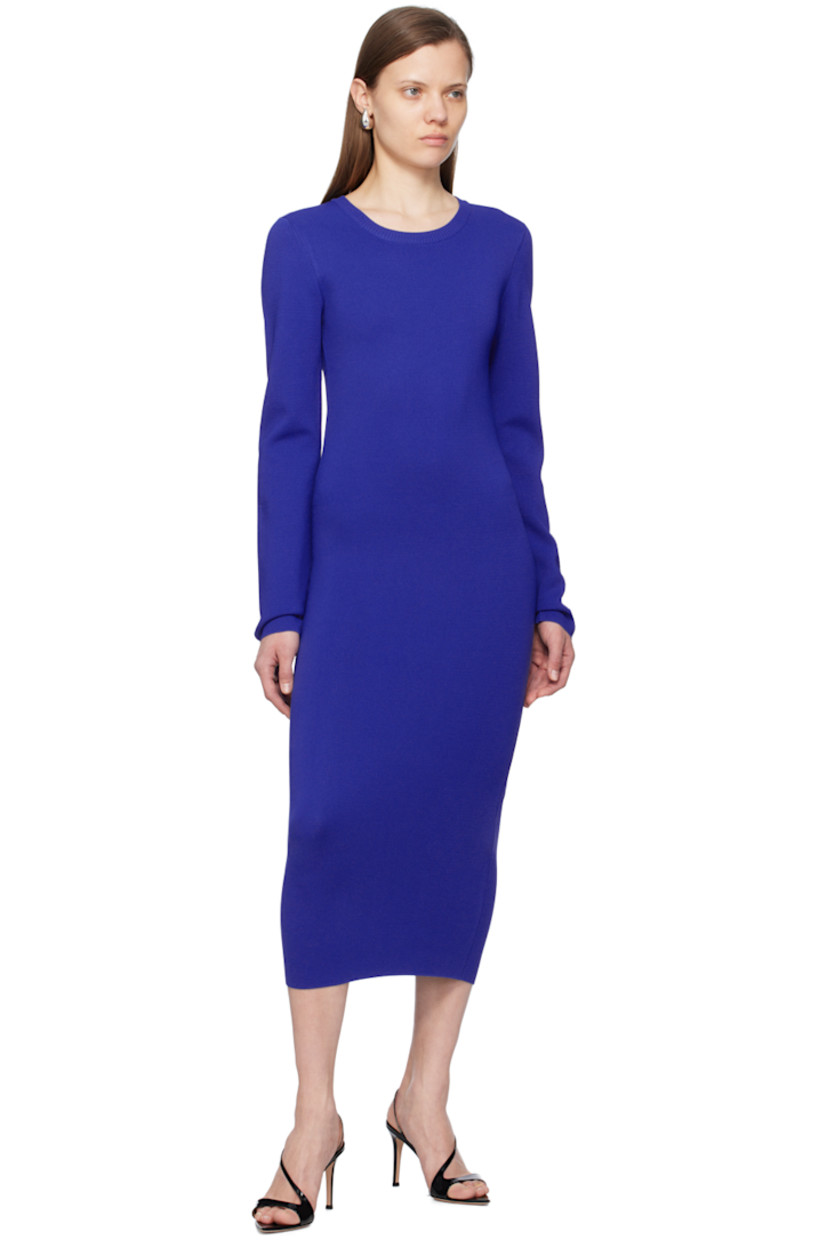 Knit rayon- and nylon-blend dress. Rib knit crewneck.

Supplier color: Ballpoint