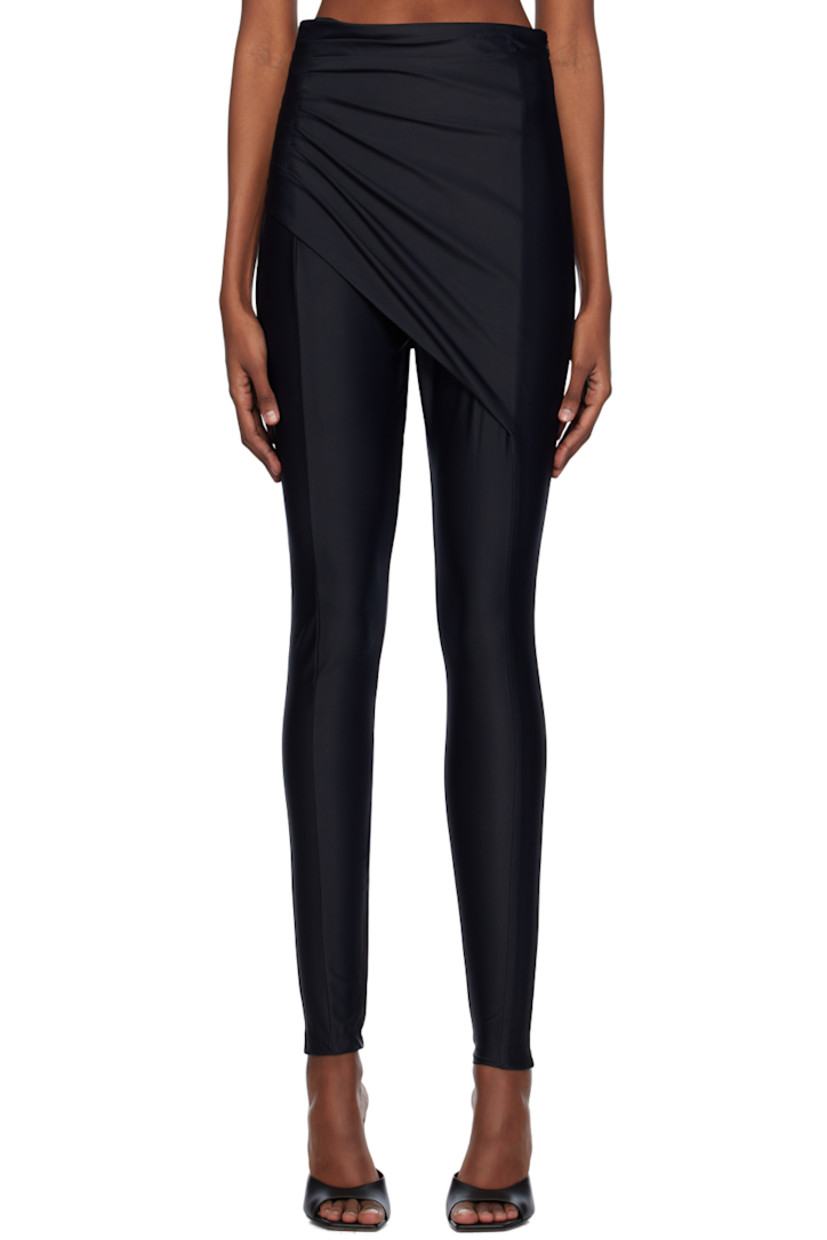 Stretch nylon jersey leggings.

· Layered construction
· Pleated overlay at waist
· Zip closure at side seam 

Supplier color: Black