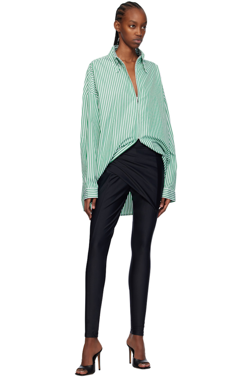 Stretch nylon jersey leggings.

· Layered construction
· Pleated overlay at waist
· Zip closure at side seam 

Supplier color: Black