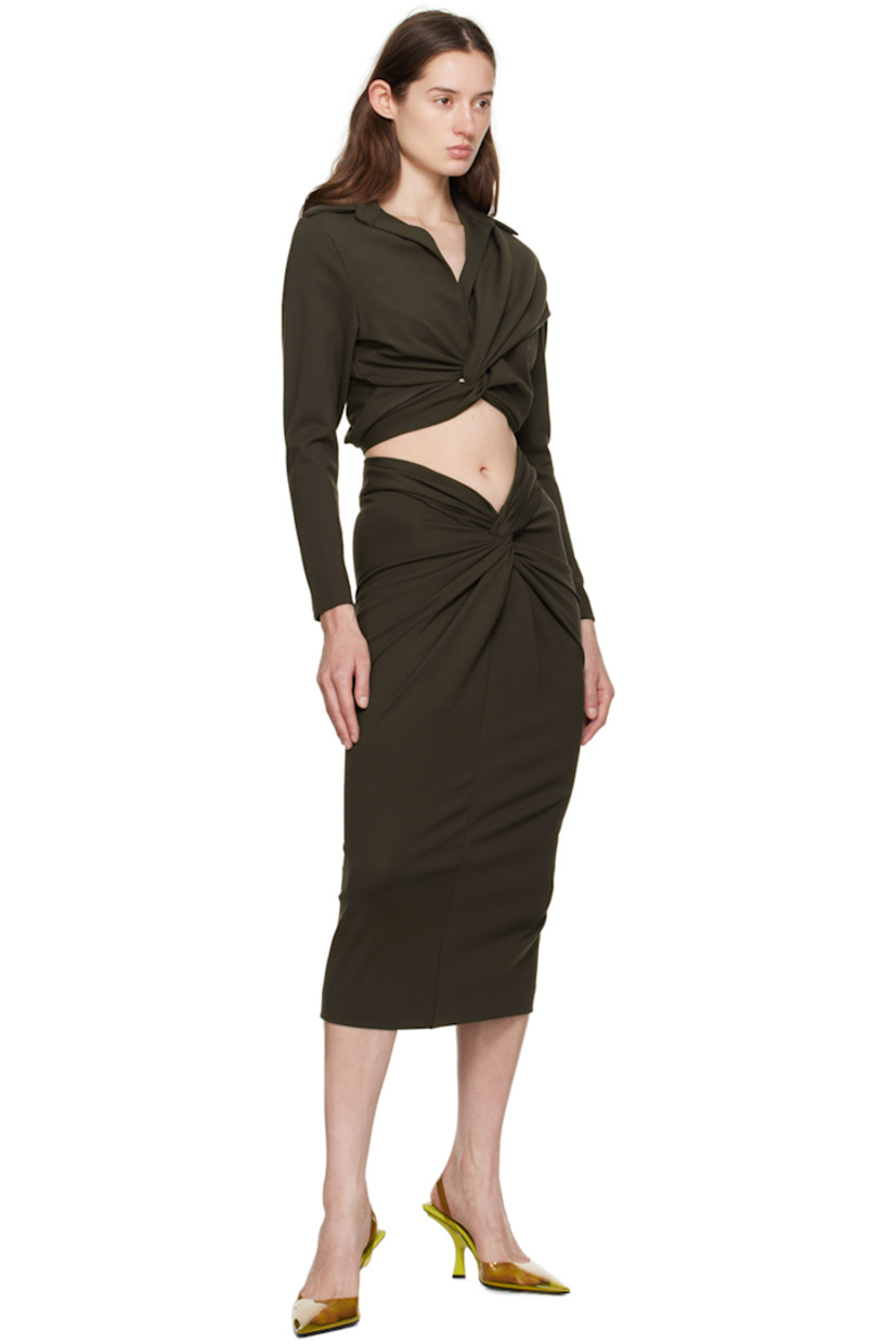 Stretch viscose- and nylon-blend jersey skirt.

· Knotted accent at front
· Zip closure at back

Supplier color: Mocha