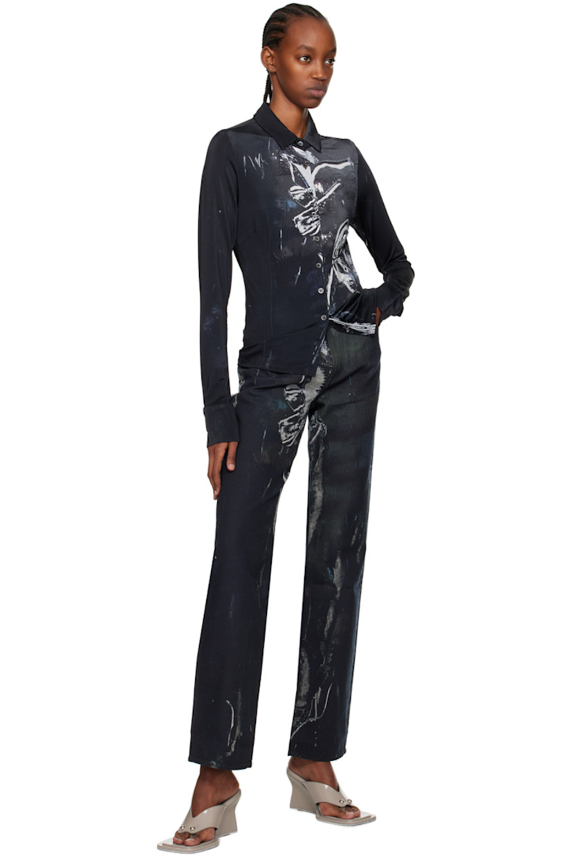Stretch viscose-blend jersey shirt. Graphic pattern printed throughout.

· Spread collar
· Button closure
· Two-button barrel cuffs
· Mother-of-pearl hardware

Supplier color: Painted flower