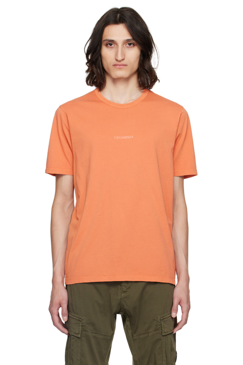 Resist-dyed cotton jersey T-shirt. 

· Rib knit crewneck
· Logo printed at chest

Supplier color: Gold flame
