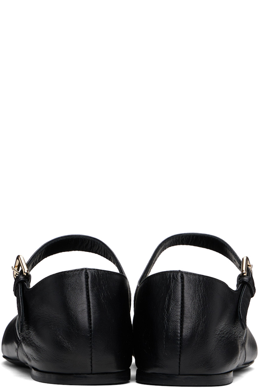 Grained lambskin ballerina flats in black.

· Pin-buckle strap at vamp
· Logo embossed at padded leather footbed
· Rubber heel
· Leather sole 

Supplier color: Black