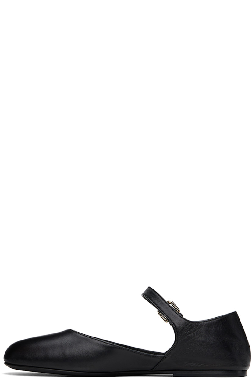 Grained lambskin ballerina flats in black.

· Pin-buckle strap at vamp
· Logo embossed at padded leather footbed
· Rubber heel
· Leather sole 

Supplier color: Black