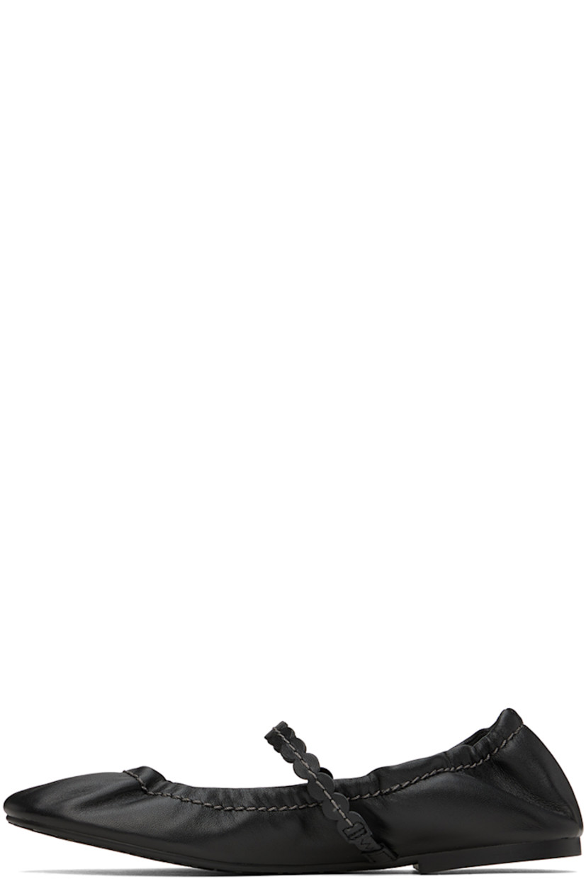 Grained nappa lambskin ballerina flats in black.

· Partially elasticized strap at vamp
· Elasticized trim at collar
· Logo embossed at padded leather footbed
· Grained leather lining
· Treaded rubber sole
· Contrast stitching in gray

Supplier color: Black