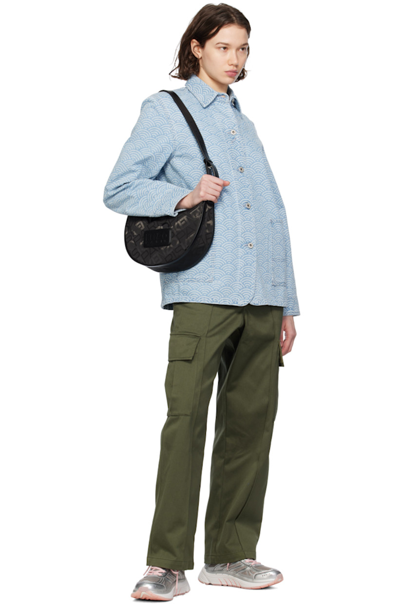 Loose-fit cotton twill trousers. 

· Belt loops
· Integrated cinch belt
· Four-pocket styling
· Button-fly 
· Pinched seams at front and back
· Bellows pocket at outseams
· Logo patch at pocket

Supplier color: Dark khaki