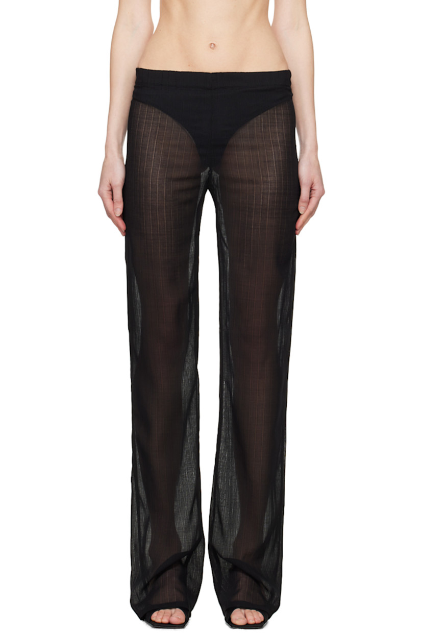 Sheer virgin wool-blend delaine trousers.

· Stripes throughout
· Elasticized waistband

Supplier color: Black