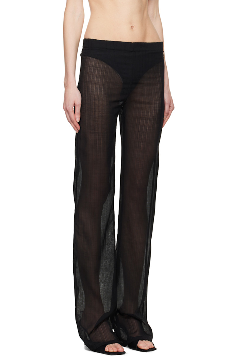 Sheer virgin wool-blend delaine trousers.

· Stripes throughout
· Elasticized waistband

Supplier color: Black