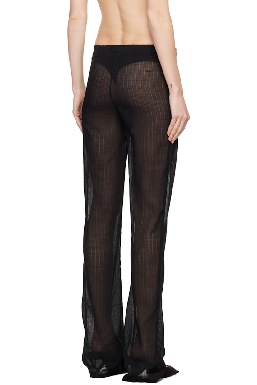 Sheer virgin wool-blend delaine trousers.

· Stripes throughout
· Elasticized waistband

Supplier color: Black