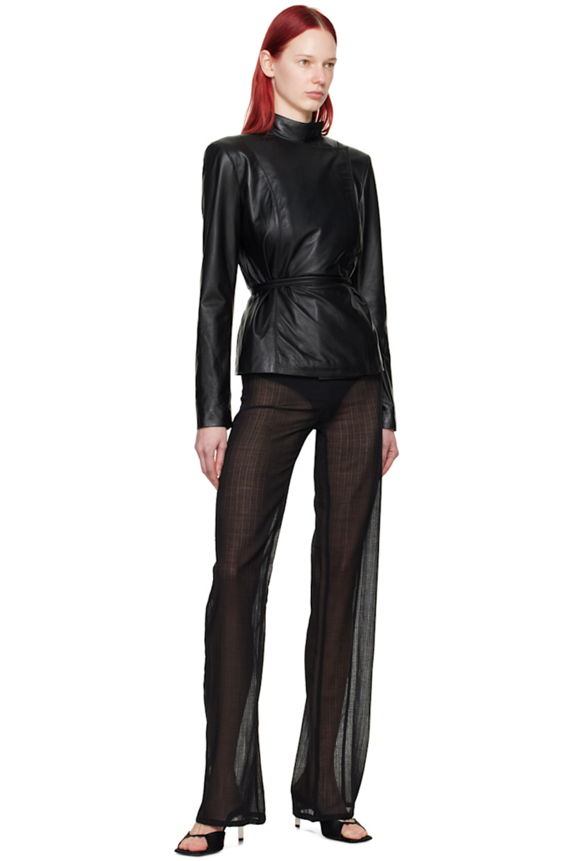 Sheer virgin wool-blend delaine trousers.

· Stripes throughout
· Elasticized waistband

Supplier color: Black