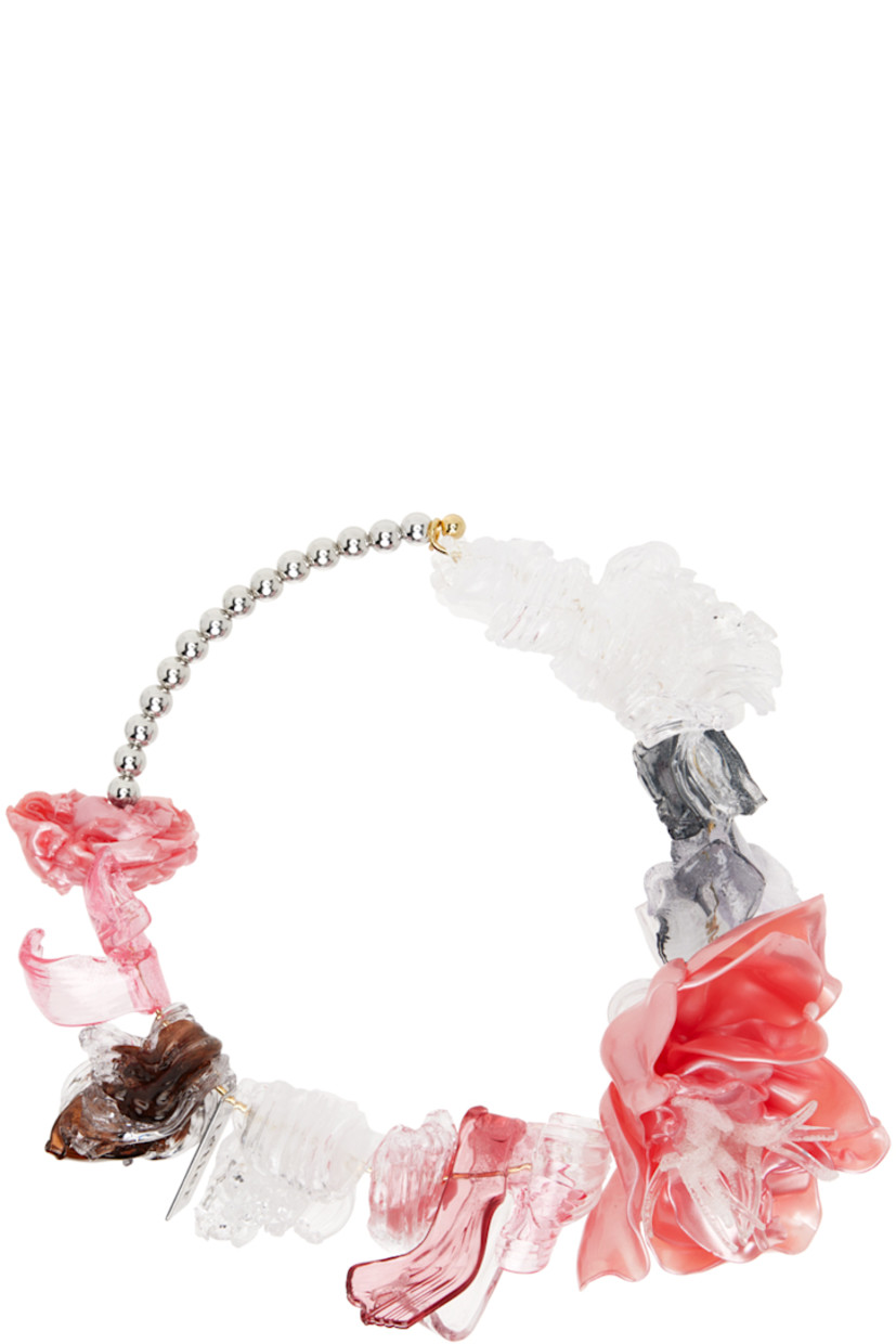 Handcrafted ball chain choker in sterling silver. Graphic charms throughout.

· Logo plaque at length
· Hook fastening 
· D5.5"

Part of the exclusive SSENSE Bridal capsule.

Each item is unique. Please note coloration and finishings may vary.

Supplier color: Pink