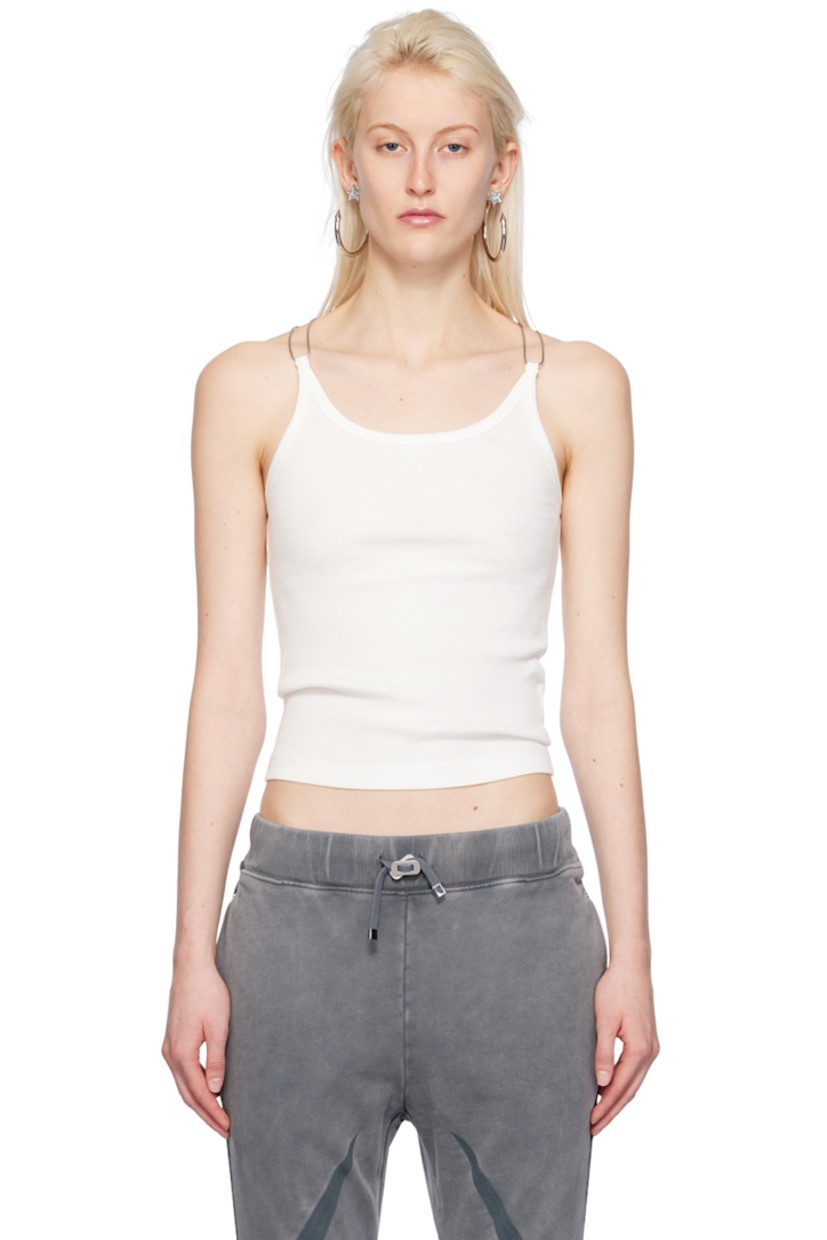 Ribbed organic cotton jersey tank top.

· Scoop neck
· Metal hardware at fixed shoulder straps 

Supplier color: Ivory