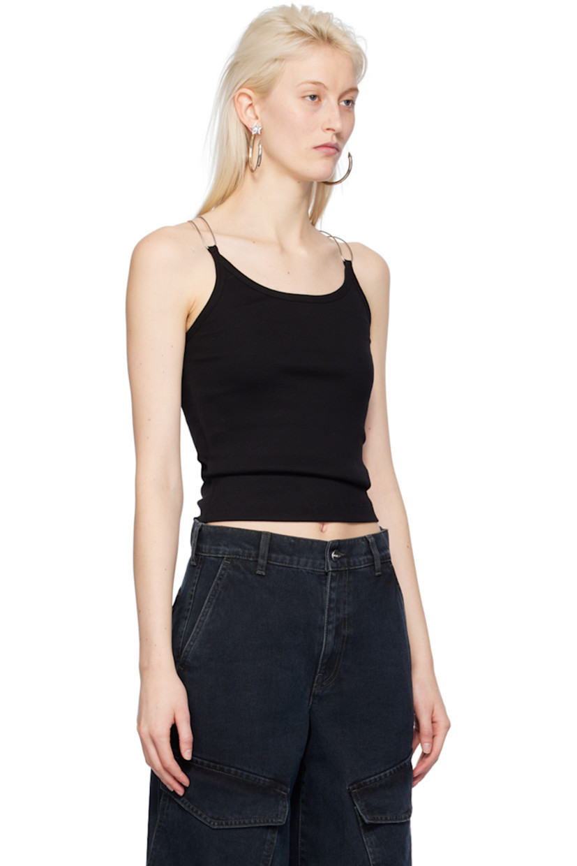 Ribbed organic cotton jersey tank top.

· Scoop neck
· Metal hardware at fixed shoulder straps 

Supplier color: Black