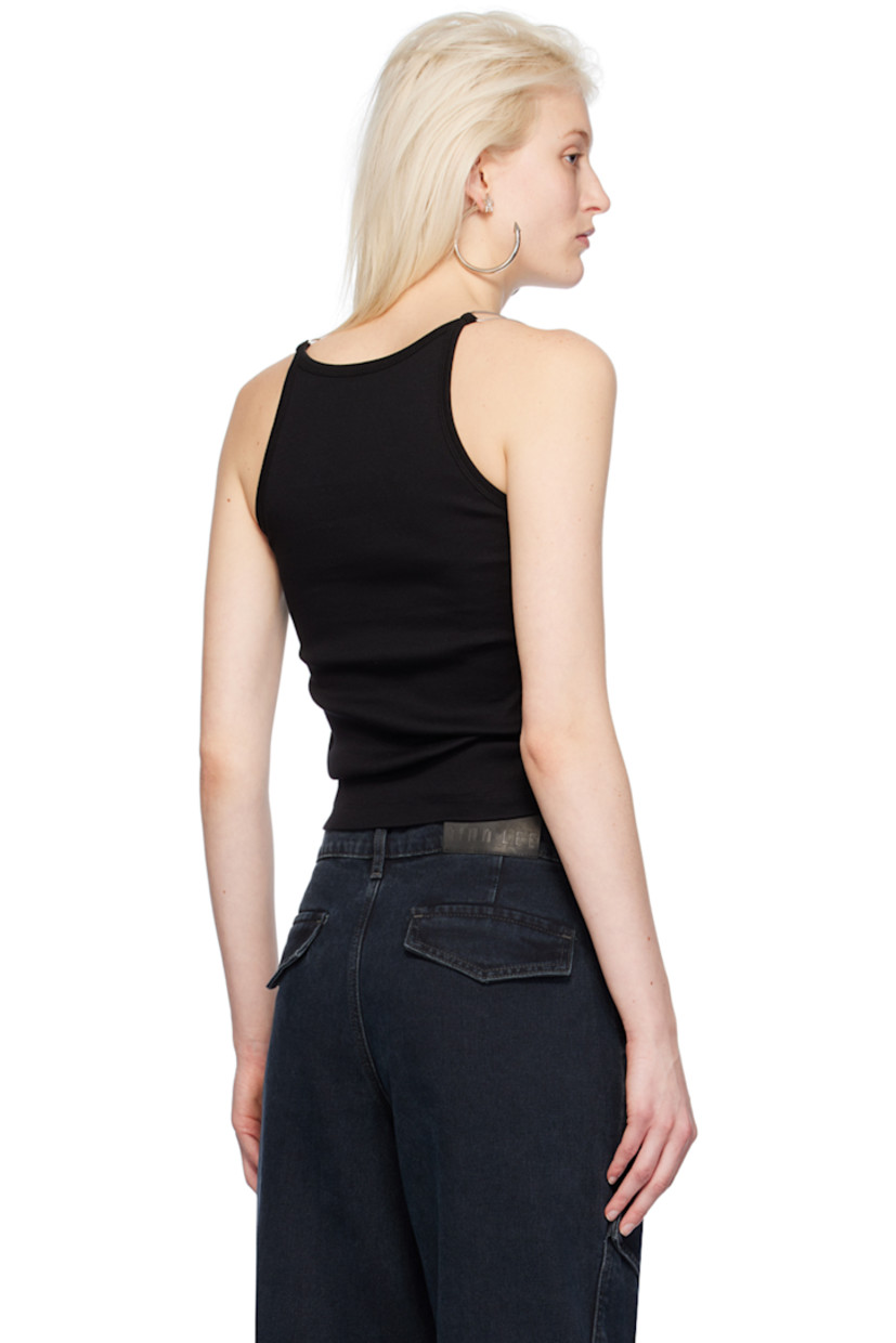 Ribbed organic cotton jersey tank top.

· Scoop neck
· Metal hardware at fixed shoulder straps 

Supplier color: Black