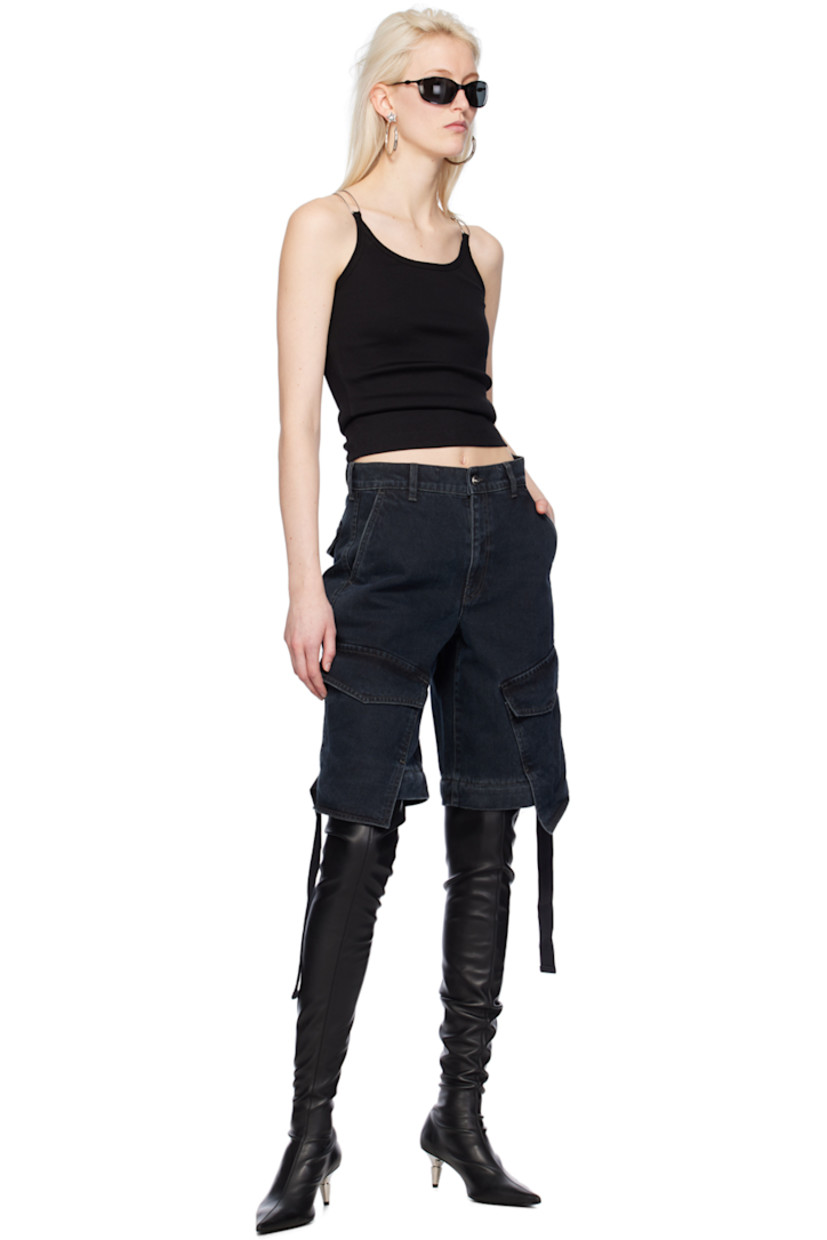Ribbed organic cotton jersey tank top.

· Scoop neck
· Metal hardware at fixed shoulder straps 

Supplier color: Black