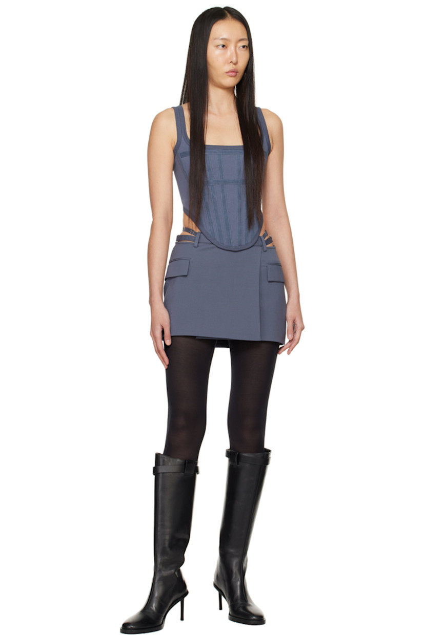 Organic cotton jersey corset-style tank top. Boning and canvas trim  throughout.

· Rib knit square neckline, hem, and armscyes
· Asymmetric hem
· Zip closure at back
· Logo-engraved silver-tone hardware

Supplier color: Asphalt