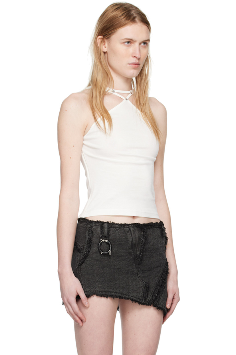 Cotton jersey tank top.

· Studs and cutout at halter neck
· Rib knit trim at side seams

Supplier color: Ivory