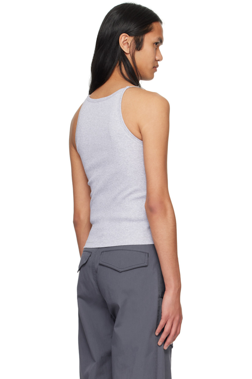 Organic cotton ribbed jersey tank top. 

· Scoop neck
· Moulded silver-tone hardware at shoulder straps

Supplier color: Grey marle