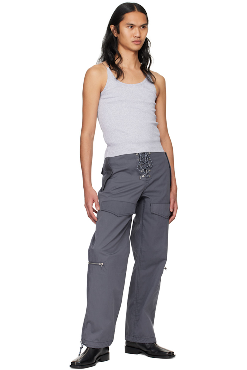 Organic cotton ribbed jersey tank top. 

· Scoop neck
· Moulded silver-tone hardware at shoulder straps

Supplier color: Grey marle