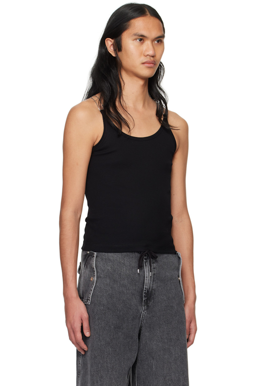 Organic cotton ribbed jersey tank top. 

· Scoop neck
· Molded silver-tone hardware at shoulder straps

Supplier color: Black