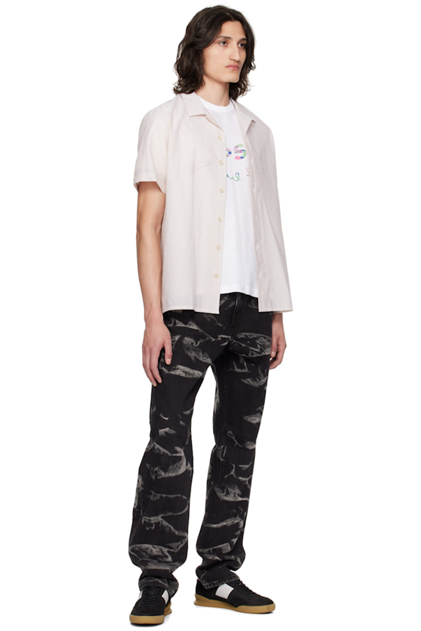 Cotton- and linen-blend poplin shirt. Stripes throughout. 

· Button fastening at open spread collar
· Button closure
· Tennis-tail hem
· Logo flag at side seam

Supplier color: Browns