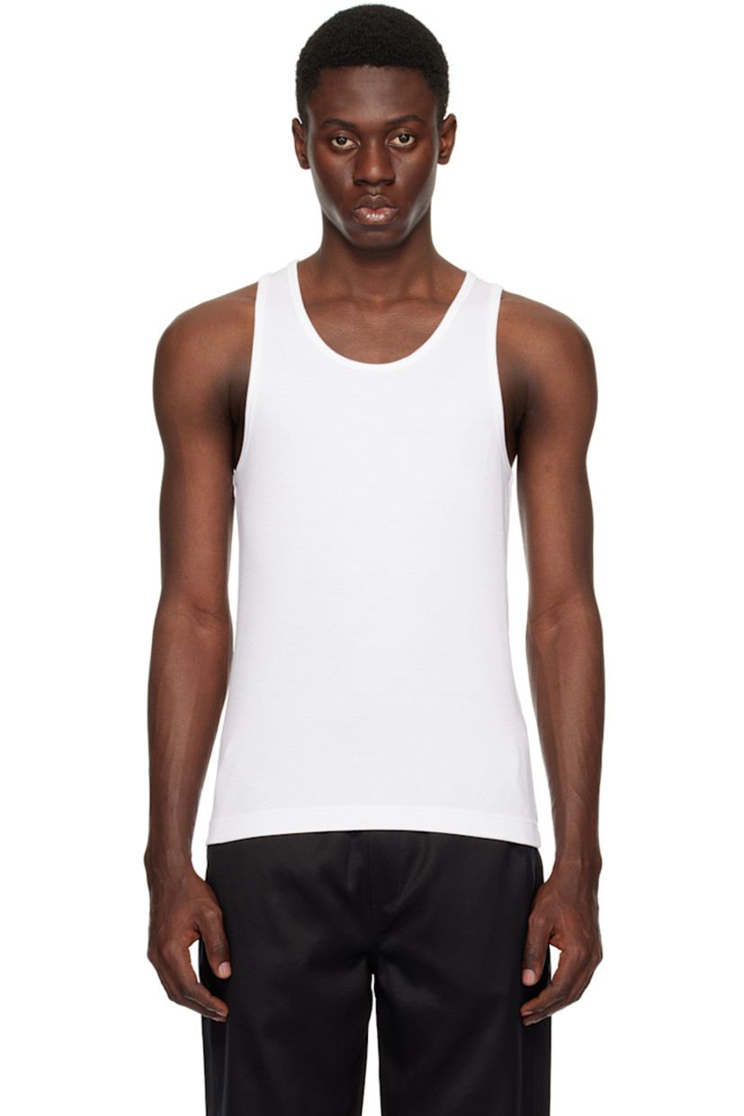 Pack of two rib knit stretch cotton- and Tencel™ lyocell-blend tank tops. Scoop neck.

Supplier color: White