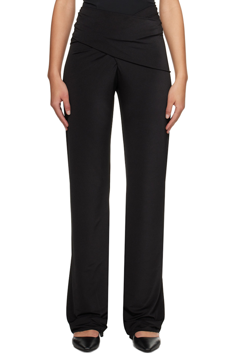 Stretch polyester jersey trousers. 

· Draping, gathering, and twisted detailing at waistband 
· Full jersey lining

Supplier color: Black