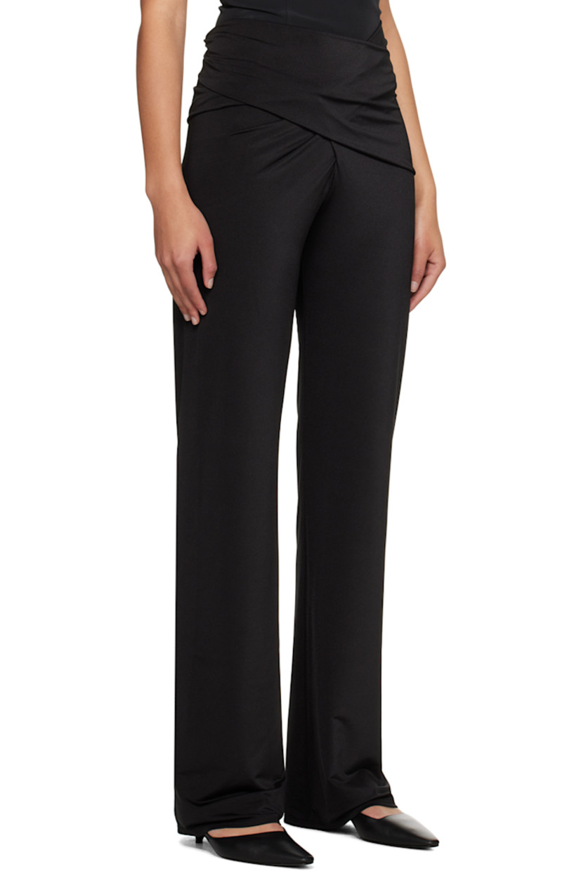 Stretch polyester jersey trousers. 

· Draping, gathering, and twisted detailing at waistband 
· Full jersey lining

Supplier color: Black
