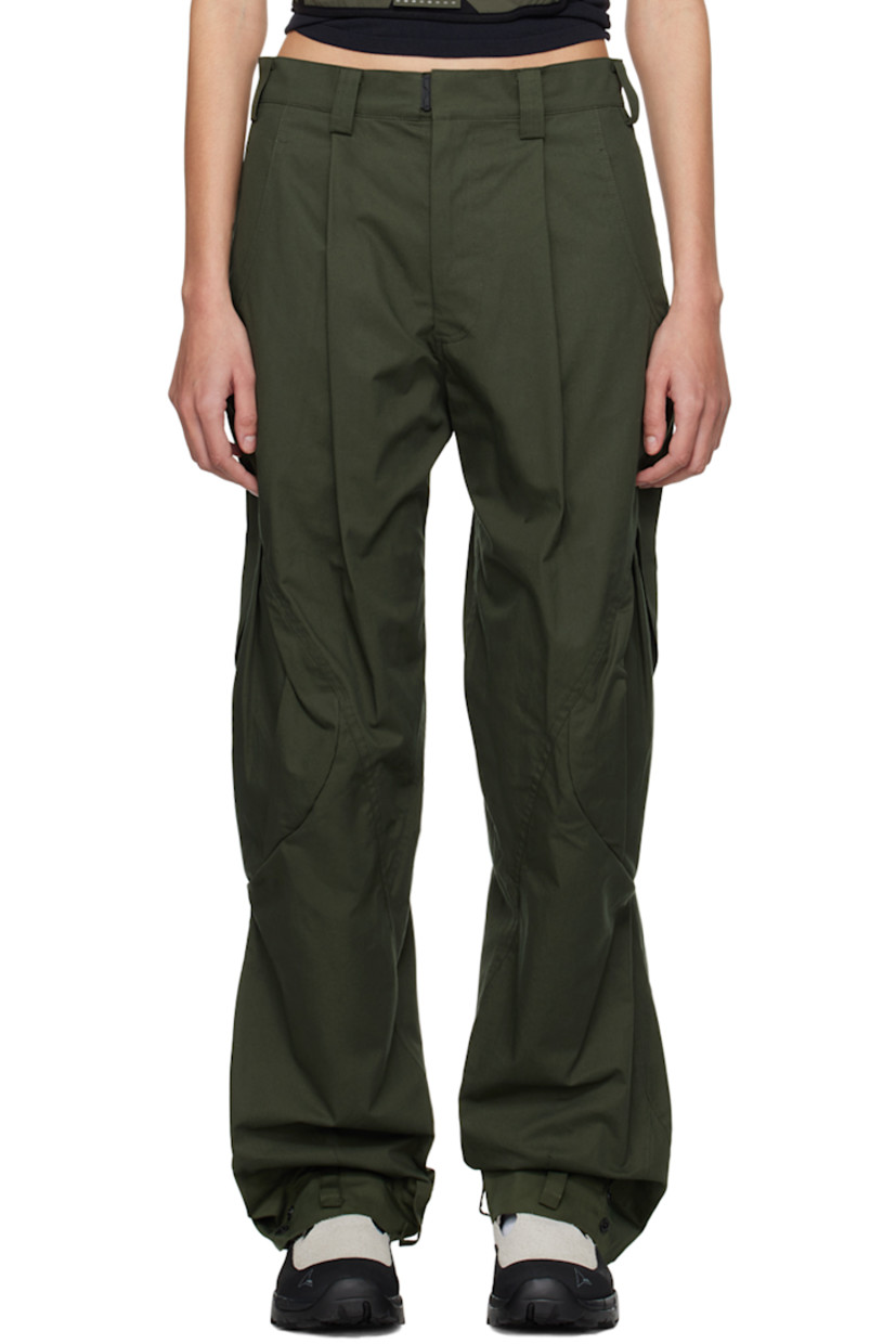 Cotton twill trousers. 

· Paneled construction
· Belt loops
· Four-pocket styling
· Zip-fly
· Pleats at front
· Loops and press-stud fastening at cuffs 
· Flap pocket at outseams 

Supplier color: Khaki