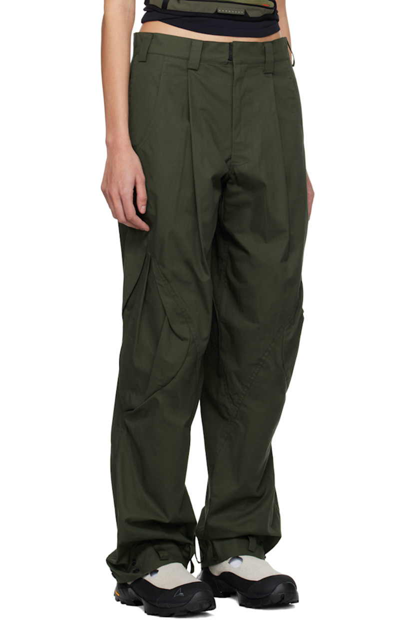 Cotton twill trousers. 

· Paneled construction
· Belt loops
· Four-pocket styling
· Zip-fly
· Pleats at front
· Loops and press-stud fastening at cuffs 
· Flap pocket at outseams 

Supplier color: Khaki