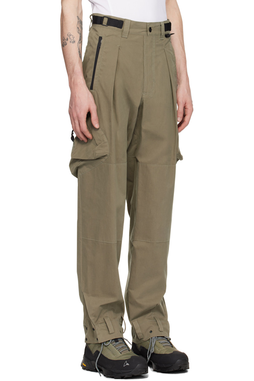 Cotton and nylon-blend peached twill cargo pants.

· Belt loops
· Adjustable velcro tabs at waistband
· Zip closure
· Four-pocket styling
· D-ring and pleats at front
· Loops and press-stud fastening at cuffs 
· Flap pocket at outseams 

Supplier color: Khaki