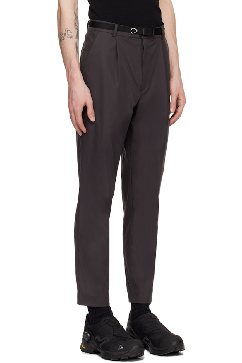 Polyester twill trousers. 

· Detachable press-release belt and belt loops
· Four-pocket styling
· Zip-fly
· Pleats at front

Supplier color: Dark grey