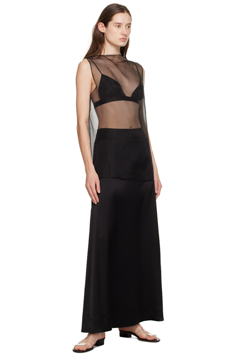 Naia™ acetate- and polyester-blend satin bra. 

· V-neck
· Gathering at cups
· Hook-eye closure at back
· Adjustable spaghetti straps

Supplier color: Black